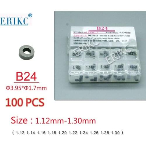 ERIKC 100PCS Common Rail Fuel Injector Solenoid Valve Shims B24 Auto Injector Repair Calibration Gasket Kit Sizes 1.12-1.30mm