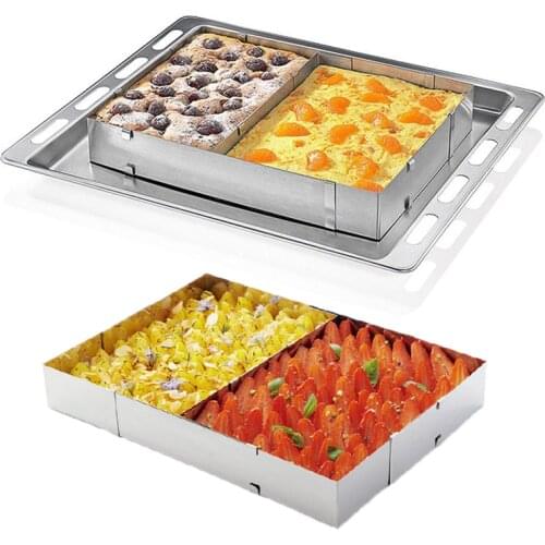 Stainless Steel Mousse Cake Ring Adjustable Cake Cutter Square Mousse Cake Mold Baking Mold Cake Form Metal Kitchen Tool