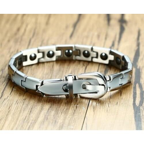 GNAYY Jewelry hologram Bracelet Stainless Steel Magnetic Therapy Color Adjustable belt design bracelet Women men Gifts