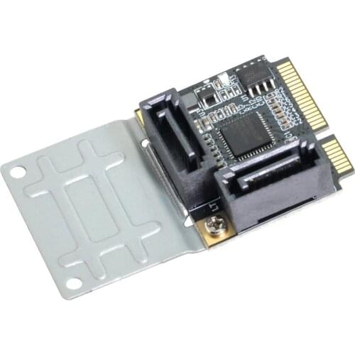 Jimier PCI Express Mini PCI-E to 2 SATA 3.0 Ports Adapter Converter Hard Drive Extension Card for Motherboard
