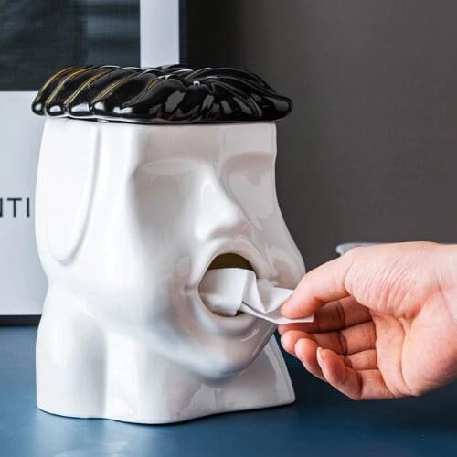 White Porcelain Head Ceramic Napkins Tissue Box Holder Modern Home Decor Storage Box Office Hotel Restaurant Table Container