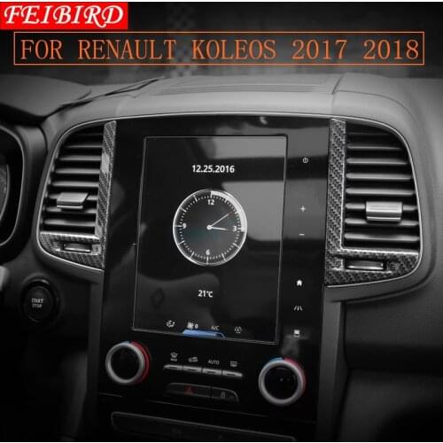 Accessorie For Renault Koleos 2017 2018 ABS Middle Air Condition Outlet Vent Protector Molding Cover Kit Trim MATTE CARBON FIBER
