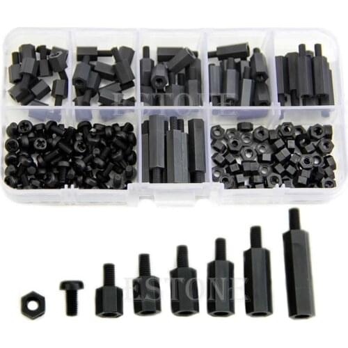 M3 Nylon Black Hex M-F Spacers/ Screws/ Nuts Assorted Kit, Standoff