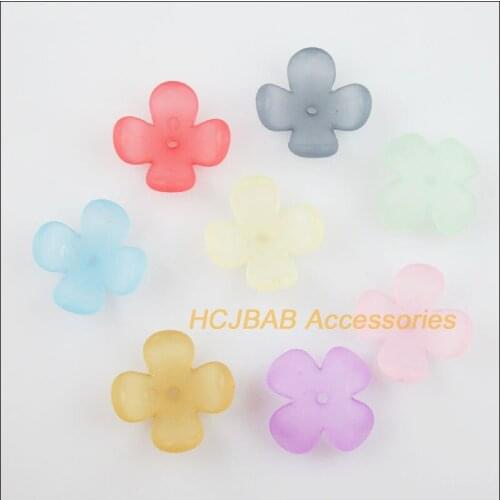 Fashion 25Pcs Mixed Acrylic Plastic Clover Flower Spacer Beads End Caps Charms 14mm