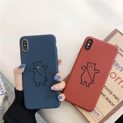 Cute bear Phone Case bear with a bag soft cover for Iphone11 PRO MAX X XR XSMAX 6 7 8 PLUS