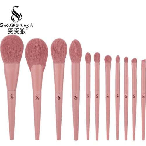 Shoushoulang Velvet Professional Make Up Brush Set Face Powder Eye Shadow Eyebrow Brush Soft Synthetic Fiber Makeup Brush Kit