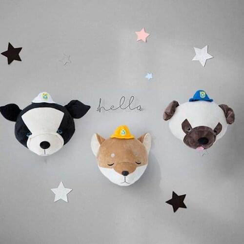 Nursery Wall Decor Animals Head Dinosaur Dog Head Wall Mount Artwork Decor Plush Toys Animal Head Wall Hanging Room Accessories
