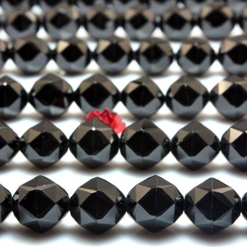 Natural Black Spinel Diamond Faceted Round Loose Beads Wholesale Gemstone Semi Precious Stone Bracelet Necklace Jewelry Making