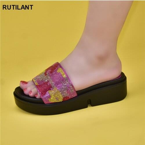 Latest African Women Wedding Shoes Decorated with Rhinestone Summer Shoes Nigerian Style Shoes Casual and Comfortable Sandals