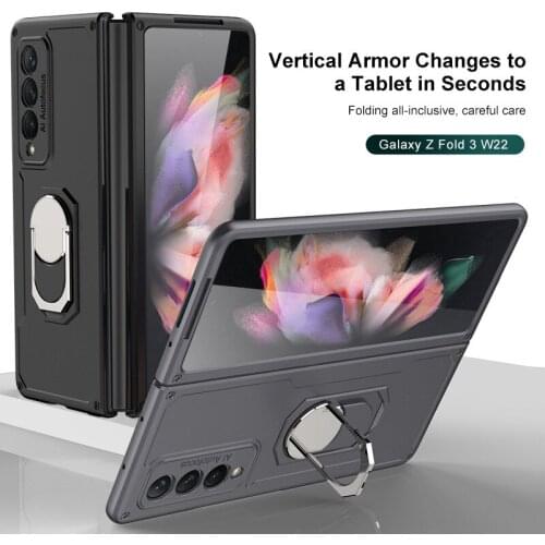 2021 New Bracket Protective Shell for Samsung Galaxy Z Flip 3 Mobile Phone Case Flip 3 W22 Folding Screen Shockproof Back Cover