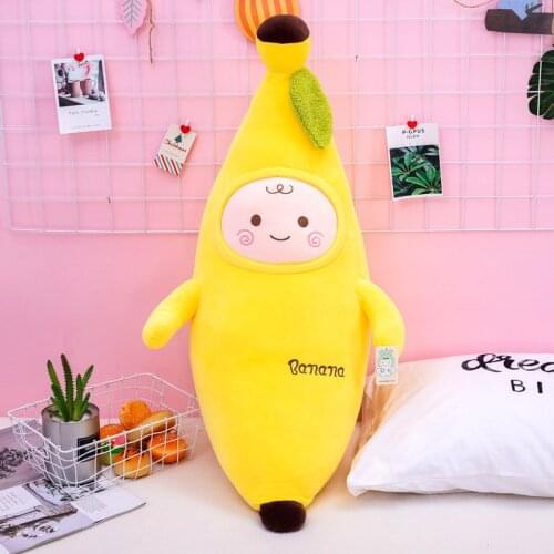 90cm Giant New Cute Cartoon Banana Pillow Plush Stuffed Toy Creative Fruit Cushion Home Decoration Birthday Gift for Children