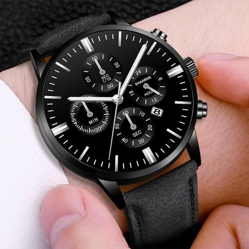 New Fashion Top Men Watches Mens Calendar Leather Strap Watch Men Business Sports Quartz Watch For Men Gifts Relogio Masculino