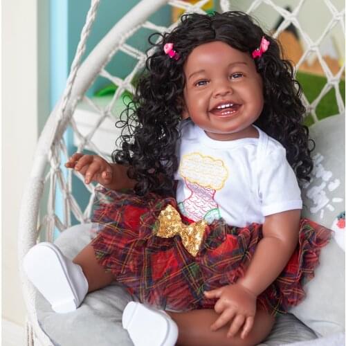NPK 68CM Reborn Toddler Princess Girl Huge Baby Doll Handemade Popular Mila Our Happy Baby Doll High Quality Gift in Black Skin