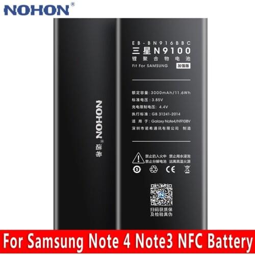 NOHON Battery For Samsung Galaxy Note 3 4 Edge Note3 NFC N9000 Note4 N9100 N910X Note Edge N9150 EB-BN916BBC Replacement Bateria