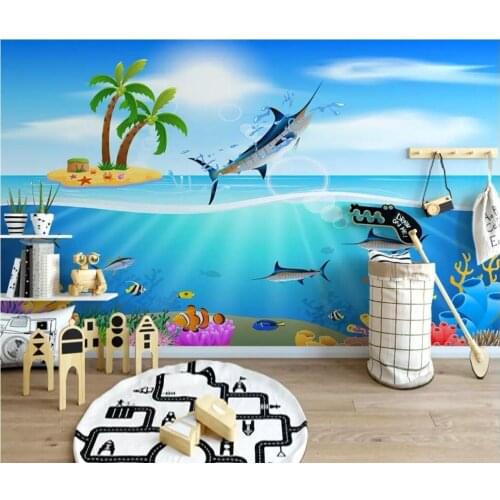 Custom mural 3d photo wallpaper Modern shark fish school childrens room home improvement living room wallpaper for walls 3 d