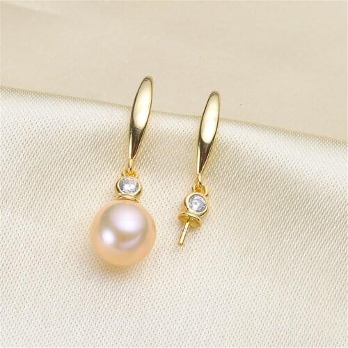 925 Silver Pearl Beads Stud Earrings Setting Base Diy Jewelry Making Findings&Components