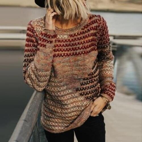 Chic 4XL Plus Size New Fall Winter Sweaters Stripe Knitted Sweater Ladies Pullover Tops for Women Sweater Female Casual Fashion