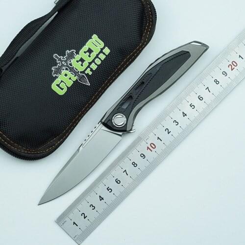 Green thorn Neon D2 steel 3D titanium alloy/G10 handle folding knife outdoor camping survival kitchen knife EDC utility knife