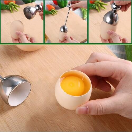 Boiled Egg Topper Shell Top Cutter Kitchen Gadgets Egg Tools Raw Egg Cracker Separator Egg Knocker Opener Stainless Steel
