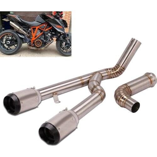 Dual-outlet for KTM 1290 Super Duke R 2014-2016 Motorcycle Exhaust Pipe 2 Mid Pipe Slip On 51mm Muffler with DB Killer Escape