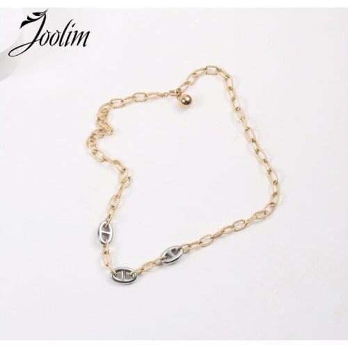 Joolim Jewelry Gold Finish Classic Splicing Necklace Stainless Steel Necklace