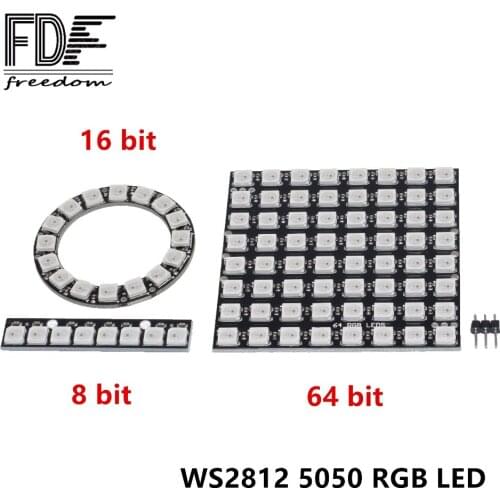 1pcs 8 16 64 channel WS2812 5050 RGB LED 8 bit 16 bit 64 bit 8x8 lights NEW built-in full color-driven development board