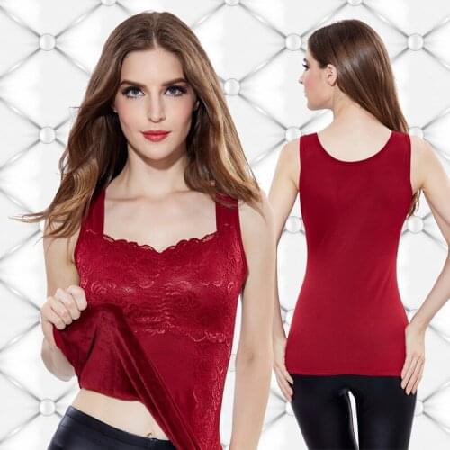 New Warm Lace Trim Extra Thick And Soft Double Layer Sexy Top Women With Chest Women Vest 1pcs