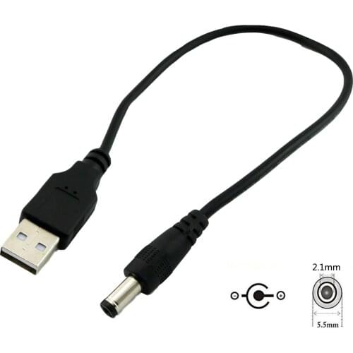 10pcs USB 2.0 Type A Male to 5.5mm x 2.1mm Plug Male 5V DC Power Supply Socket Charging Extension Adapter Connector Cable 25cm