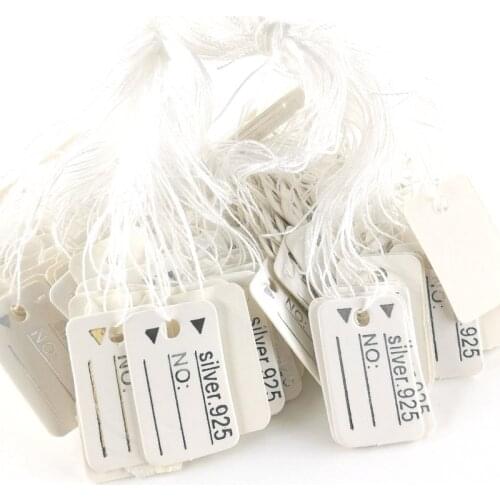 100pcs 24*15mm Silver "925" Jewelry String Cord Price Tags Custom Printing Label Gold Silver Display Accessories Jewellery Store