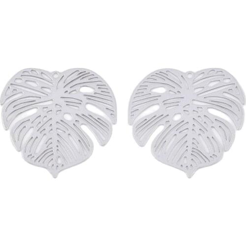 100pcs Brass Pendants Charms Monstera Leaf for Jewelry Making DIY Craft Supplies Bracelet Necklace 26x26x0.3mm