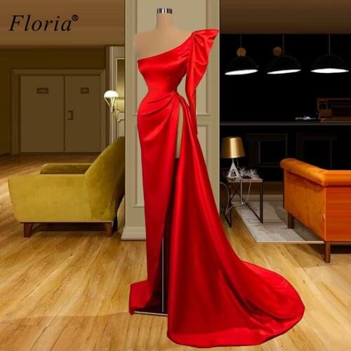 2 Designs Elegant Red Evening Dresses Long Muslim Full Sleeve Evening Gowns Grand Event Dresses Evening Wear Vestidos Formales