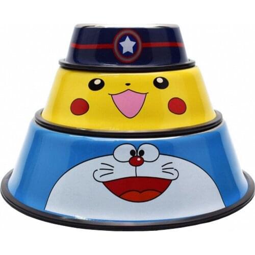 2021 New Cartoon Dog Bowls Home Outdoor Pet Stainless Steel Feeding Drinking Bowls For Dog Cat Puppy Food Water Feeder