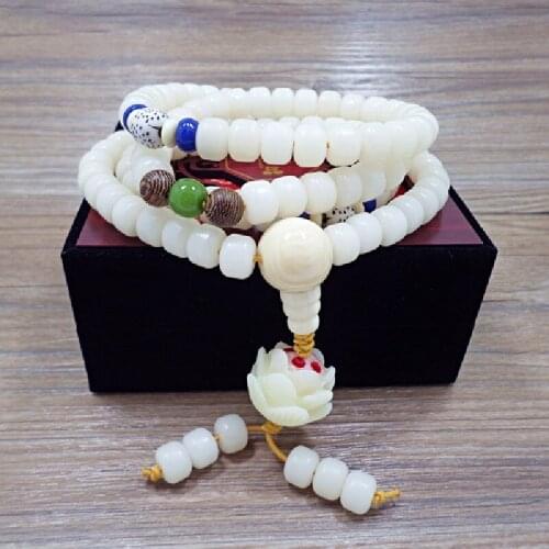 2021 New White Jade Bodhi Root Bracelet Beads Beaded Couple Lotus Sweater Chain Womens Jewelry