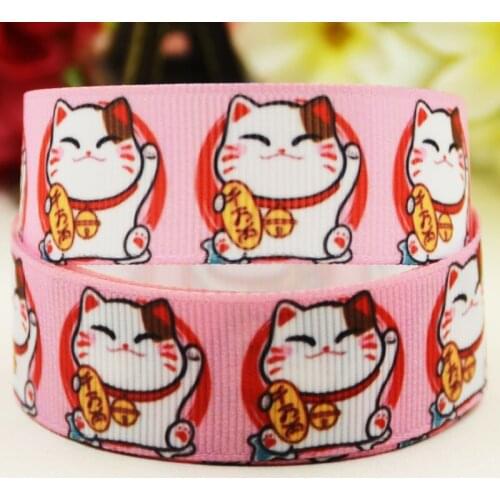 22mm 25mm 38mm 75mm Plutus cat Cartoon printed Grosgrain Ribbon party decoration 10 Yards X-03778