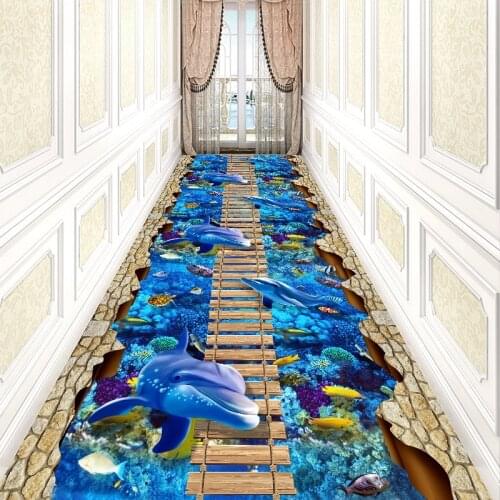 3D Printing Flower Carpet Hallway Doormat Balcony Anti-Slip Long Rug Carpets for Living Room Home Bedroom Carpet Absorb Water