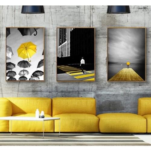 Diamond Painting City Sign Umbrella Road Yellow Style Picture Home Decor Print Poster Nordic Living Room Bedroom Wall Painting