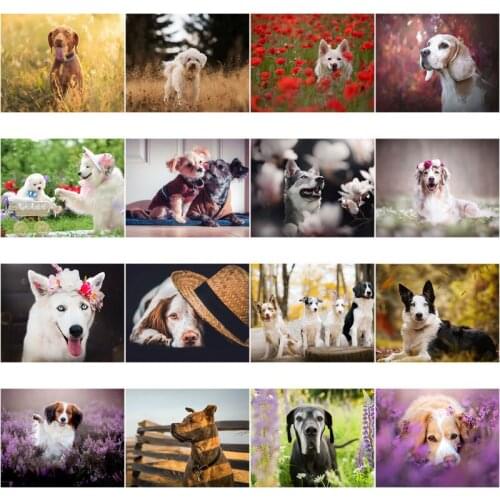 Dog Diamond Painting Spring Wall Picture for Living Room Home Decoration Handmade Paste Drill Embroidery Get Close To Nature