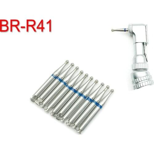 10Pcs Dental Diamond Burs For RA 2.35mm Shank Handpiece Polisher Trimming Round Head Low Speed Drill BR-R41