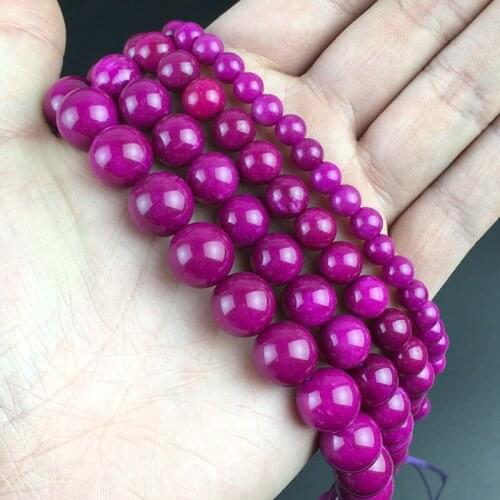 Natural Angelite Stone Purple Beads Smooth Round Loose Spacer Beads For Making Jewelry DIY Bracelets 15'Strand 4/6/8/10mm