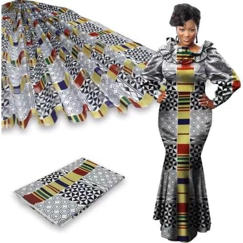 Pure silk fabric organza fabric african fabric abkara african wax print fabric 3+3yards organza ribbon silk for dress B2-E9