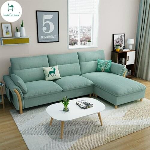 Louis Fahsion Nordic Style Living Room Sofa Modern Simple and Complete L Type Washable Combination Furniture