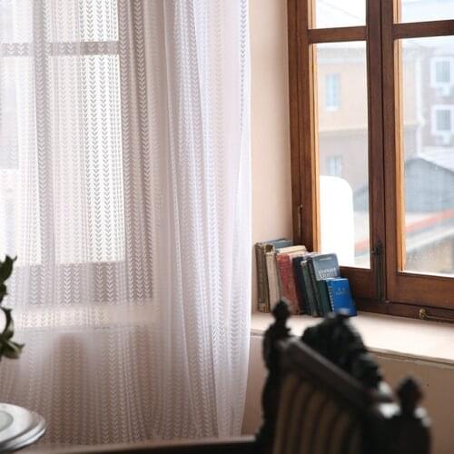 European Romantic White Sheer Curtains for Living Room Bedroom Window Jacquard Tulle Curtain Drapes Home Decor