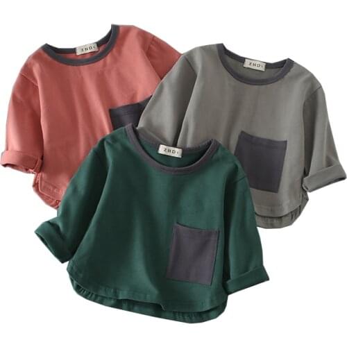 New 2019 Spring Autumn Boys T-Shirt Cotton Kids Clothing Long Sleeve Girls T shirt Loose Casual Children Tops BC532