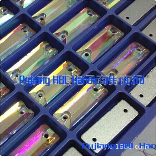 Hotsales White AB Rectangle 9x27mm 96pcs Crystal Sewing Rhinestones Flatback Strass Crystal and Stones For Garment Accessaries