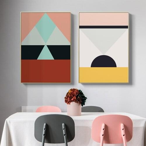 Nordic Style Geometric Figure Combination Canvas Painting Colorful Wall Pictures for Living Room Bedroom n Aisle Art Decoration