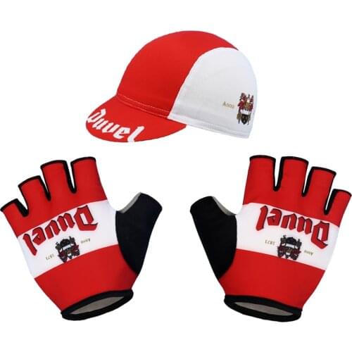 2021 NEW DUVEL Classic Cycling Red Short Gloves Half Finger Anti Slip Gel Pad Bicycle Breathable Outdoor Sports MTB Bike Cap