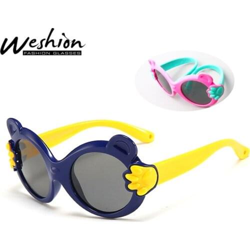 Round Kids Sunglasses Children Polarized 2018 Sun Glasses Boy Girls Bear Eyes Carton Goggles Flexible Brand Spectacles UV400 New