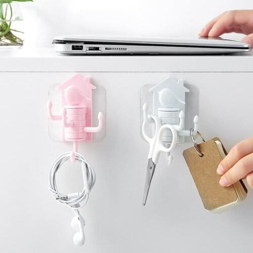 180 degree rotation hook Adhesive Sticker Hooks on the Wall plastic Hook Wall Door Clothes Towel Hanger