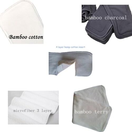 Hot sale Reusable Baby Diaper Bamboo Charcoal Insert Hemp Cotton insert Bamboo Cotton Insert 5 Different Types Diaper Insert