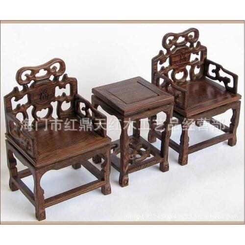 Wholesale mini miniature mahogany furniture of Ming and Qing furniture, chicken wing wood armchair word blessing